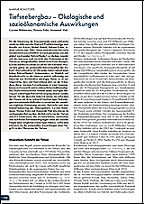 Tiefseebergbau – Ökologische und sozioökonomische Auswirkungen. Titelblatt