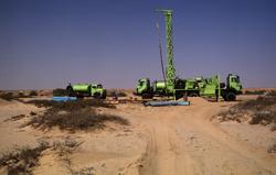 Well drilling activities in the Namib Desert