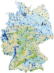 Type of aquifers and location of public waterworks of Germany