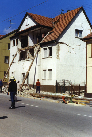 Schäden in Tailfingen nach dem Erdbeben von Albstadt vom 3.9.1978