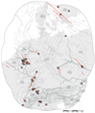 Karte mit paläoseismischen Evidenzen (86 Erdbeben, 26 Verwerfungen)