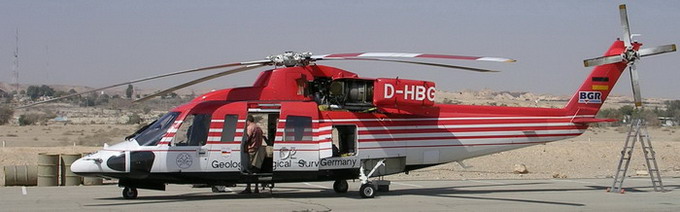 Hubschrauber in Jordanien während des GEO-DESIRE-Projekts