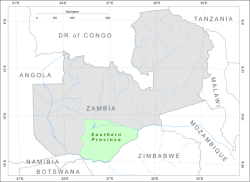 Übersichtskarte von Sambia mit Lage des Projektgebiets