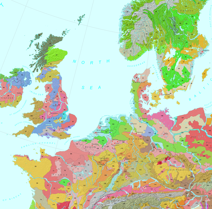Soil Regions Map of the European Union and Adjacent Countries (Extract)