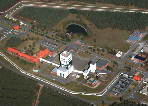 Aerial view of potential nuclear waste repository site Gorleben (Lower Saxony, Germany)