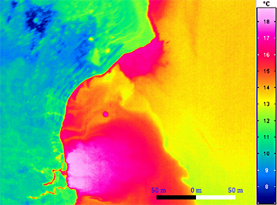 Thermal image map western shore Dead Sea