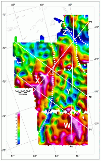 dotted lines mark prominent subice canyons