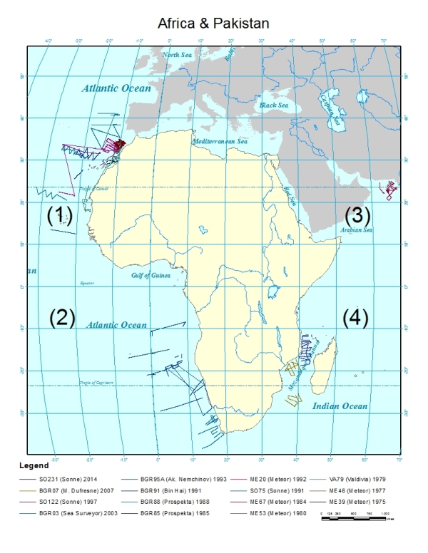 Working Area Off Africa and Pakistan