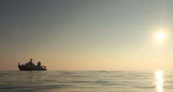 Research vessels are the working platform for marine explorations, here RV SONNE on the North Sea