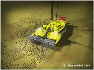 Model of a collector for manganese nodule mining, developed by Aker Wirth GmbH