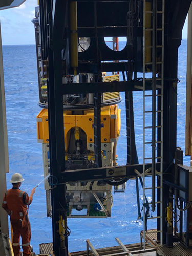 ROV deployment from ISLAND PRIDE’s ROV hangar