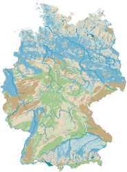 Groundwater resources of Germany by aquifer type, extent and productivity